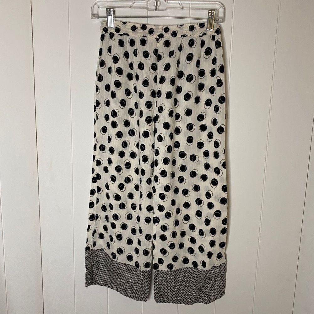 Anthropologie Eloise Womens Wide Leg Lounge Pants Polka Silver Hardware Drawstri